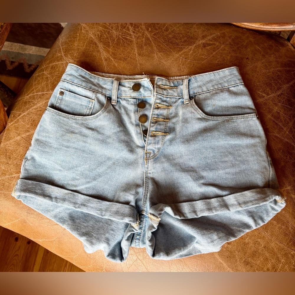 Roxy High-Rise Button-Fly Denim Shorts (Cuffed)